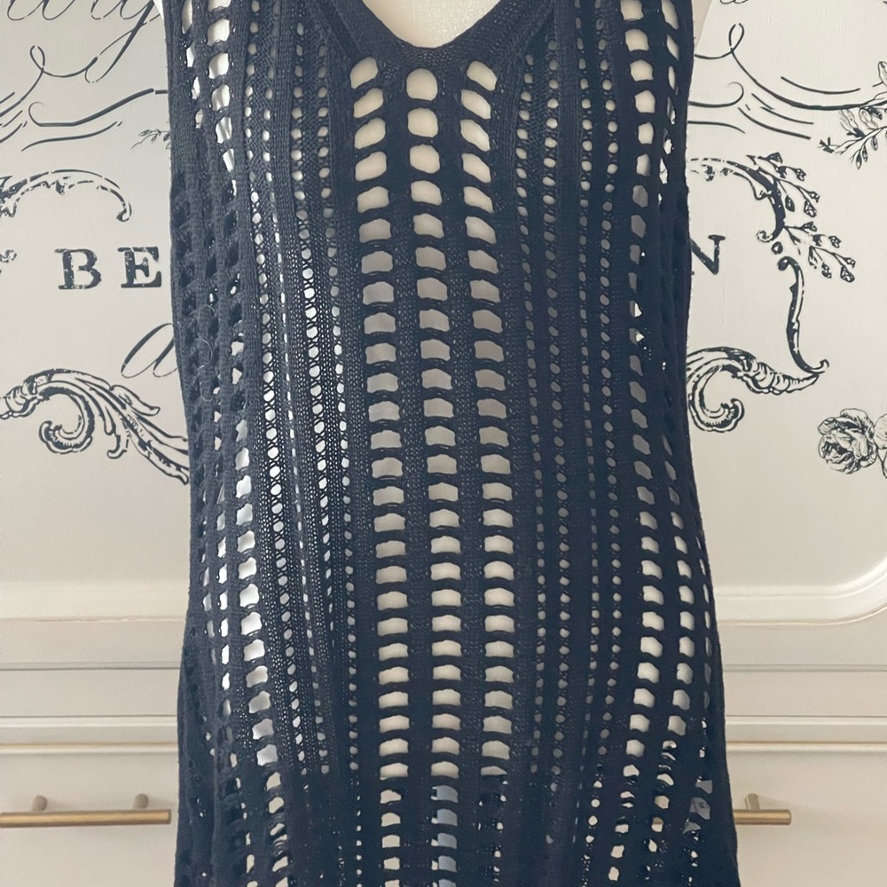 Amazon Black Crochet Swim Coverup